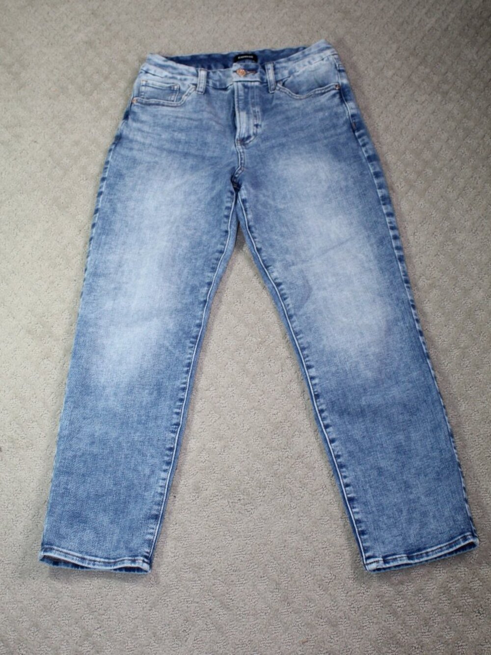 Express Sz S Reg Light Blue Hyperstretch High Rise Straight Leg Light Blue Jeans